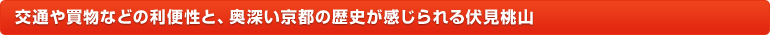 交通や買物などの利便性と、奥深い京都の歴史が感じられる伏見桃山